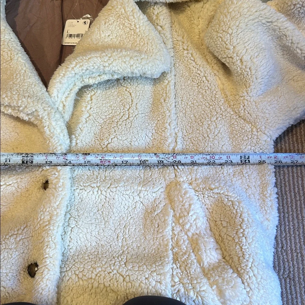 NWT FREE PEOPLE joplin cozy teddy Sherpa coat in ivory size large - Picture 11 of 13